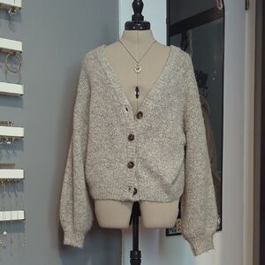 Cozy Beige Button-Up Women's Sweater